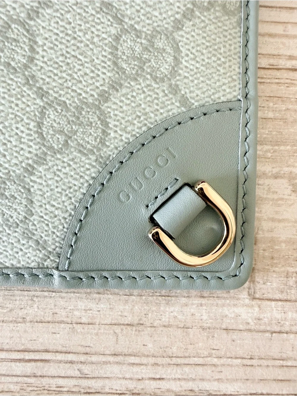 New Gucci GG canvas wallet key/cardholder with zip, blue gold